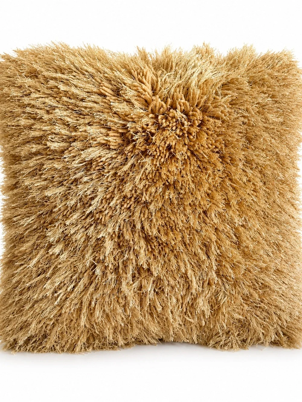 Throw Pillow Gold Fringe Shag Decorative 20